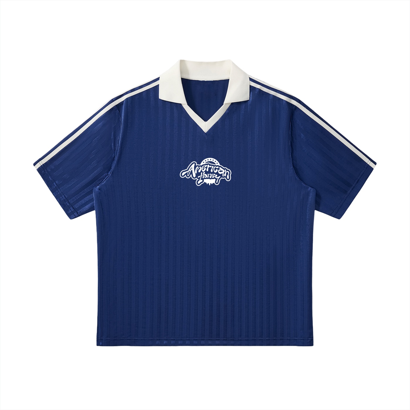Contrast Collar Striped Soccer Jersey - Image 4