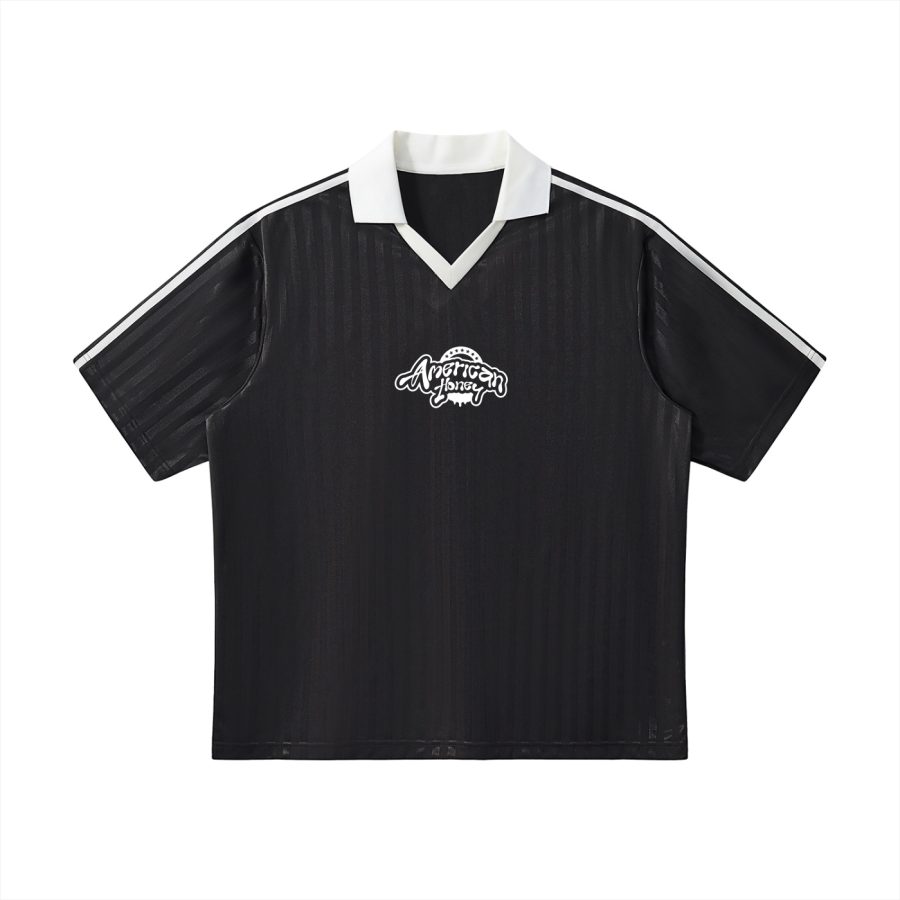 Contrast Collar Striped Soccer Jersey
